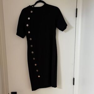 Tommy Hilfiger Elegant Black Button-Detail Dress